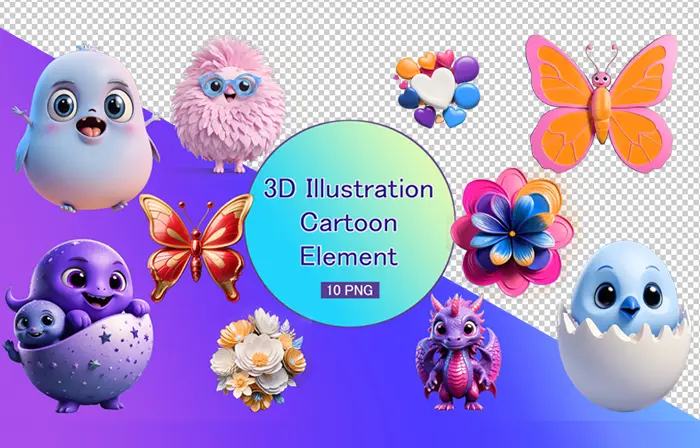 Cute Monster 3D Elements Pack image